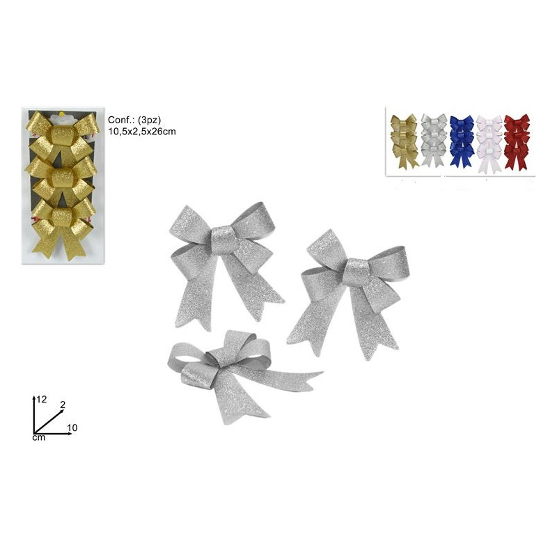 Fiocco Glitterato 10x12 cm (cf. 3 pz) - 5 col ass