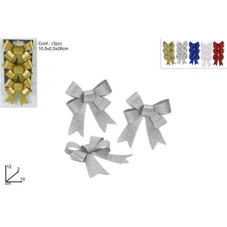 Fiocco Glitterato 10x12 cm (cf. 3 pz) - 5 col ass