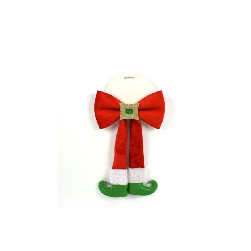 Fiocco Rosso in velluto con gambe elfo 20x30 cm