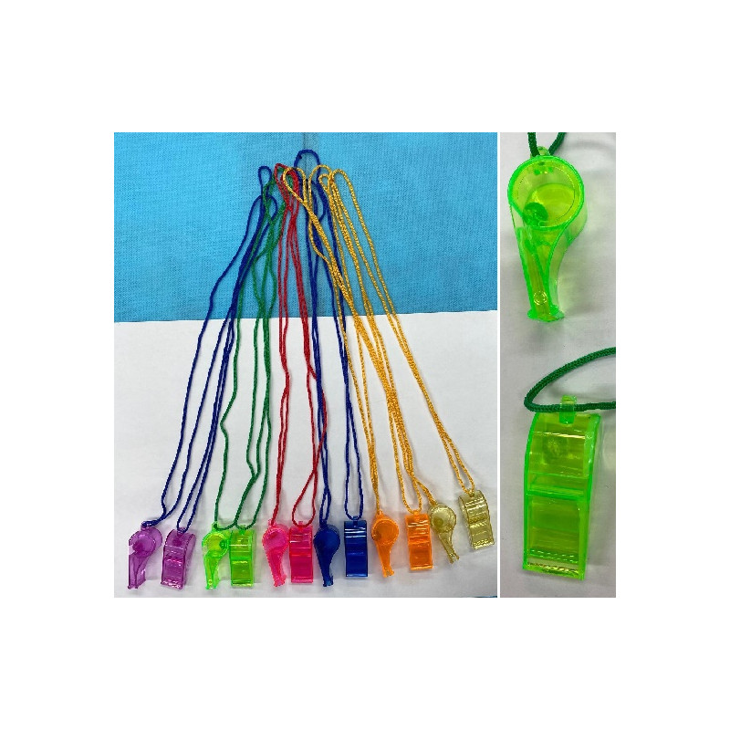 Fischio in plastica con laccio (cf. 12 pz)
