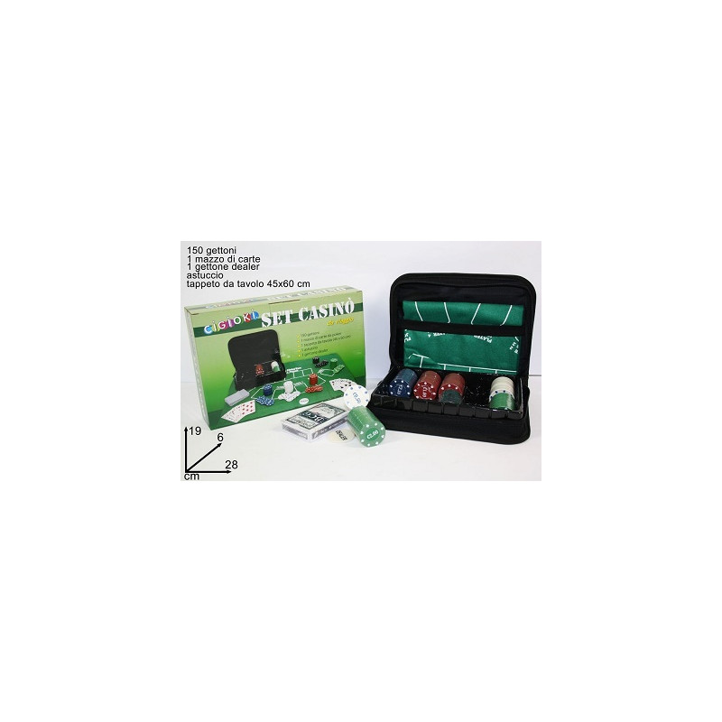 Fish con Carte Poker e tappeto verde (cf. 150 pz)