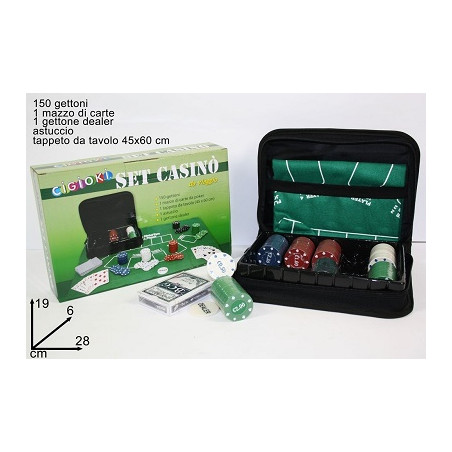 Fish con Carte Poker e tappeto verde (cf. 150 pz)