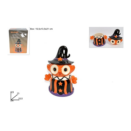 Barattolo Gufo Halloween in ceramica 23 cm