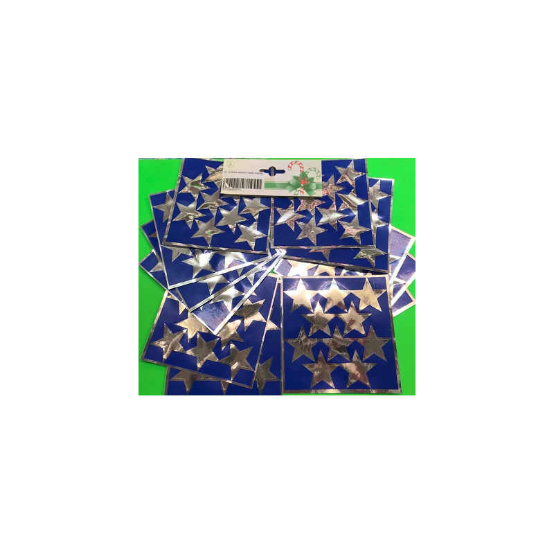 Foglio Stelle Adesive Medie Argento (cf. 12 pz)