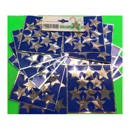 Foglio Stelle Adesive Medie Argento (cf. 12 pz)