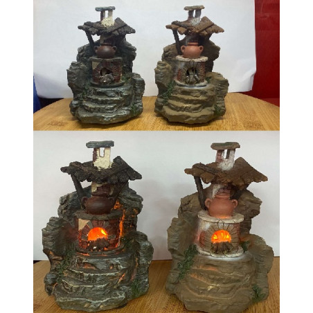 Forno con luce a batteria h13x9x9 cm - 2 mod ass