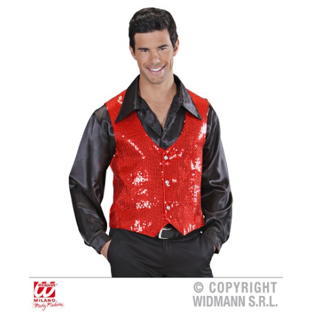 Gilet ROSSO Uomo in Pajlettes - Tg L 52/54