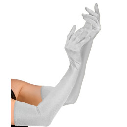 Guanti Argento Satin Lunghi 60 cm