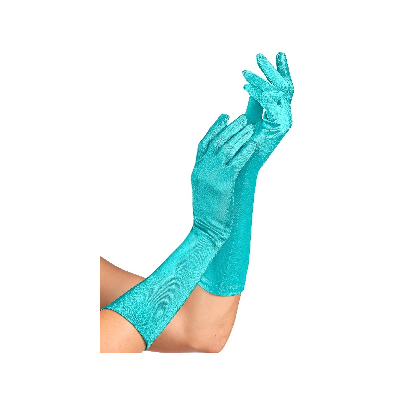 Guanti Azzurri Satin Lunghi 37 cm