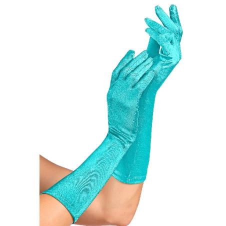 Guanti Azzurri Satin Lunghi 37 cm
