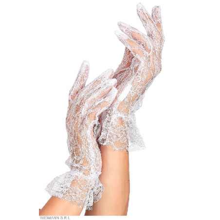 Guanti Bianchi Merletto Corti 25 cm