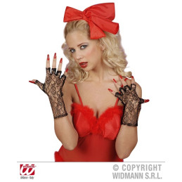 Guanti Neri Merletto Corti s/dita