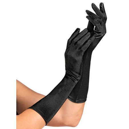 Guanti Neri Satin Lunghi 40 cm