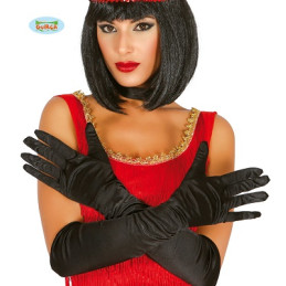 Guanti Neri Satin Lunghi 51 cm