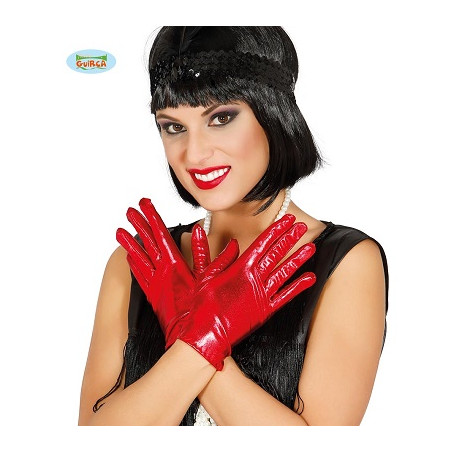 Guanti Rossi Metallizzati Corti 22 cm