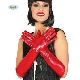 Guanti Rossi Metallizzati Lunghi 44 cm