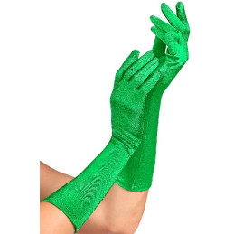 Guanti Verdi Satin Lunghi 40 cm