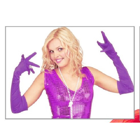 Guanti Viola Satin Lunghi 60 cm