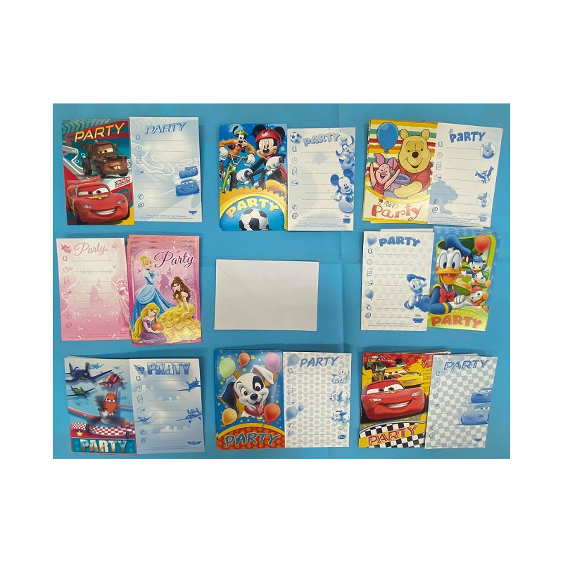 Inviti Festa Compleanno Disney con busta (cf. 5 pz)