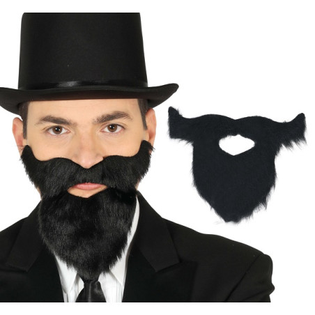 Barba Nera Liscia Corta con baffi