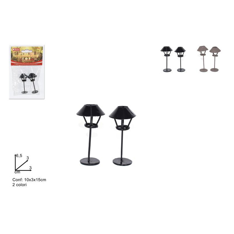 Lampione con base in metallo 6,5 cm (cf. 2 pz) - 2 col ass