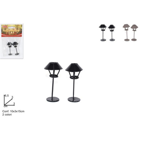 Lampione con base in metallo 6,5 cm (cf. 2 pz) - 2 col ass