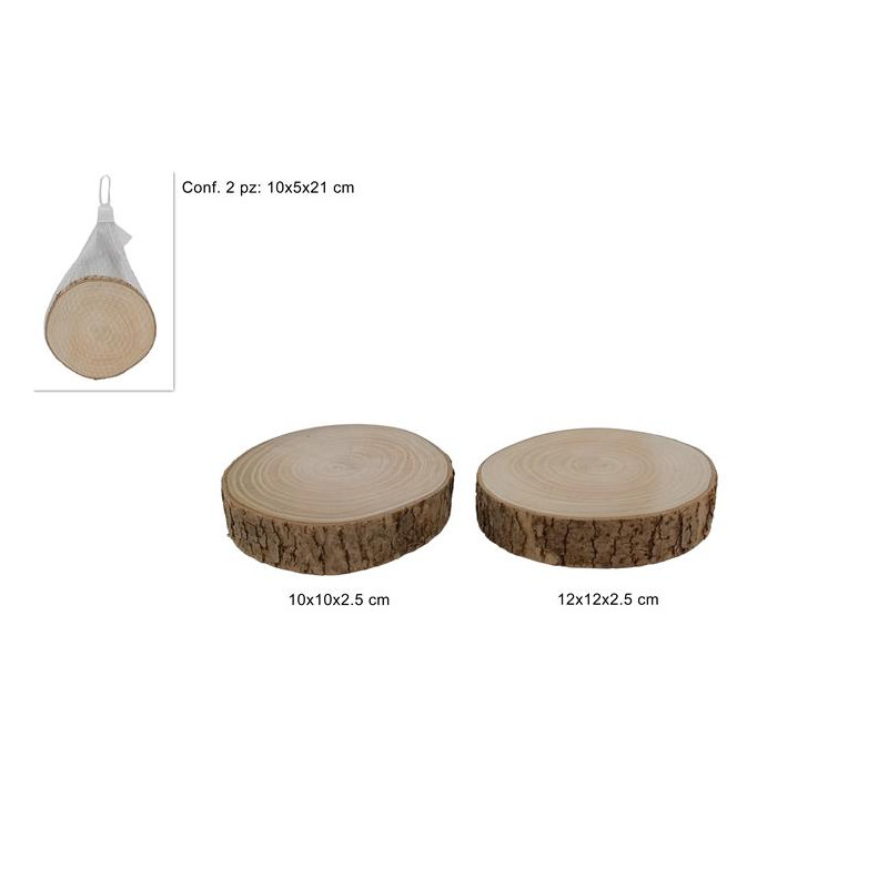 Base Tronco Legno Tonda 10/12 cm (cf. 2 pz)