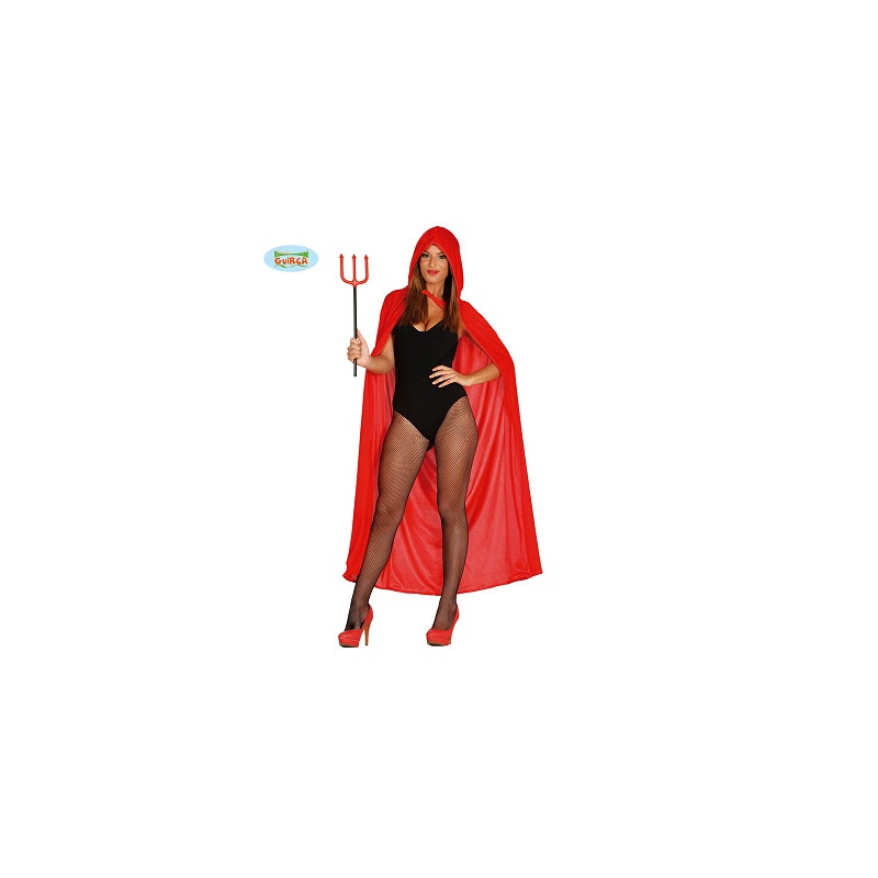 Mantello Rosso con cappuccio in ciniglia 130 cm