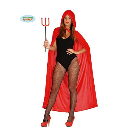 Mantello Rosso con cappuccio in ciniglia 130 cm