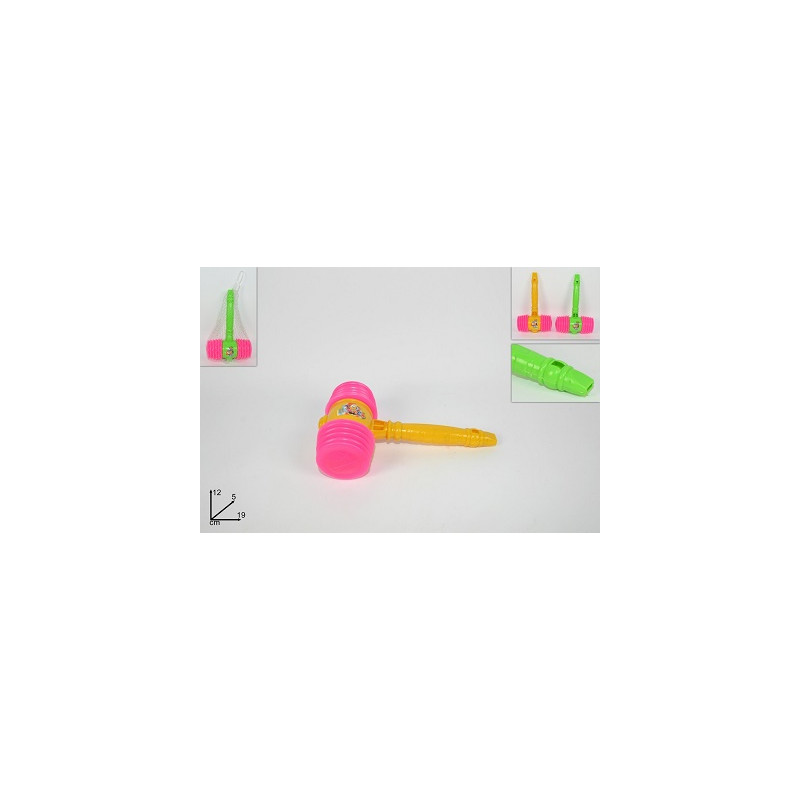 Martello Sonoro in plastica con fischietto 19 cm
