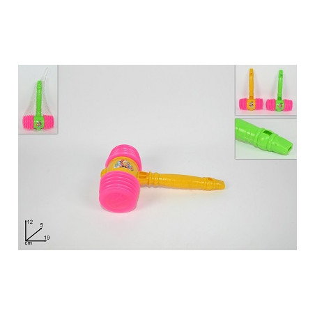 Martello Sonoro in plastica con fischietto 19 cm