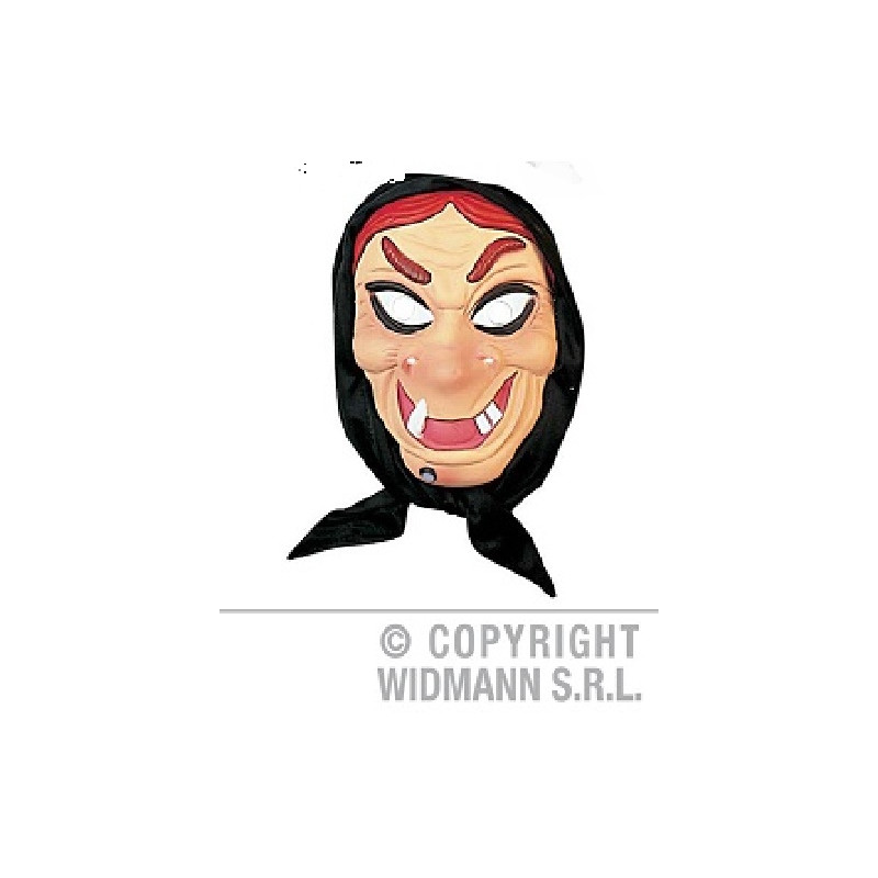 Maschera Strega in plastica con cappuccio