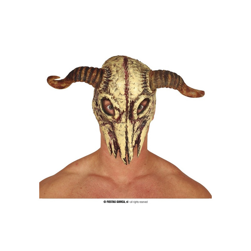 Maschera Teschio Bufalo con corna in schiuma di lattice