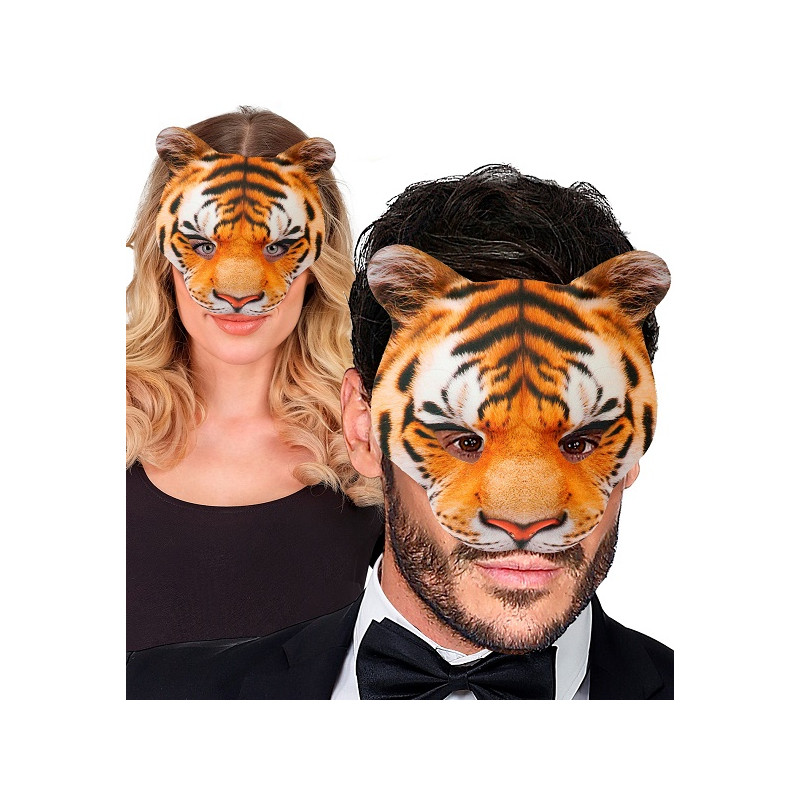 Maschera Tigre Mezzo Viso in Tessuto