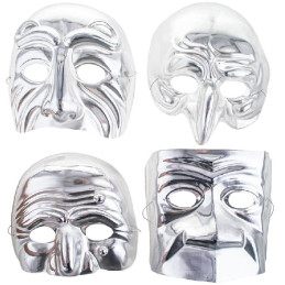 Maschera Veneziana Argento - 4 mod ass