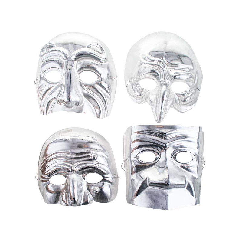 Maschera Veneziana Argento - 4 mod ass