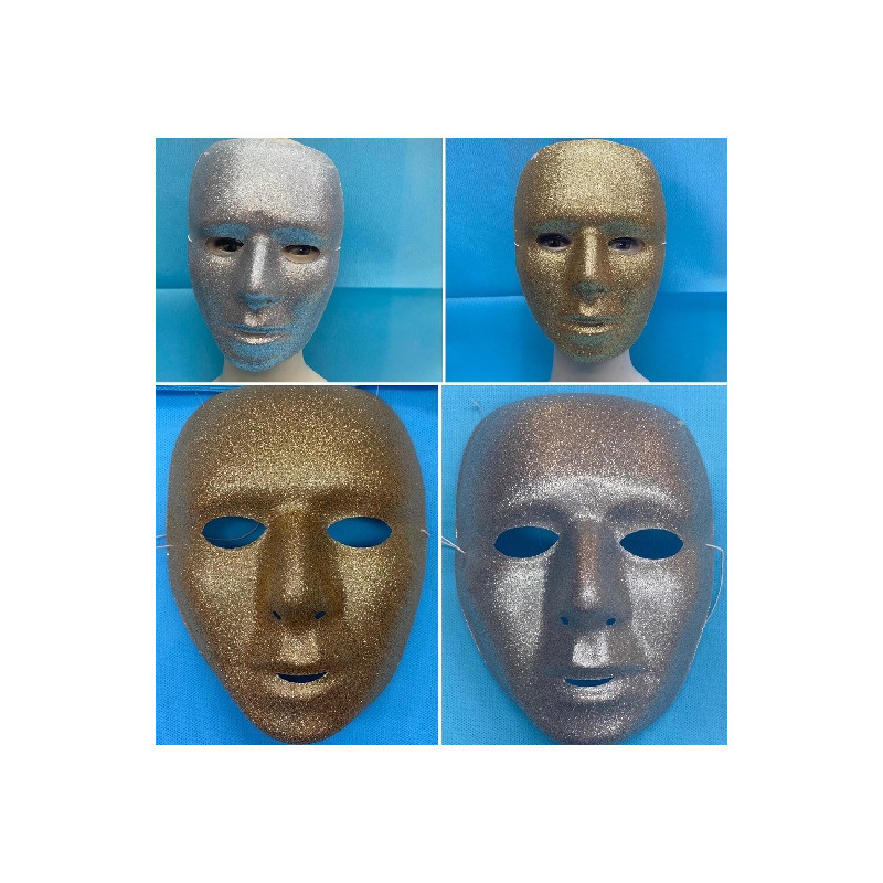 Maschera Viso Glitter Oro e Argento