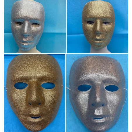 Maschera Viso Glitter Oro e Argento