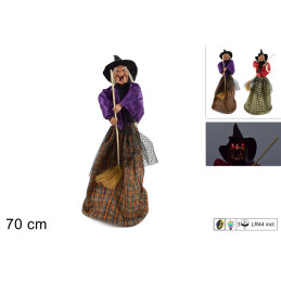 Befana con luce e suono 70 cm - 2 col ass