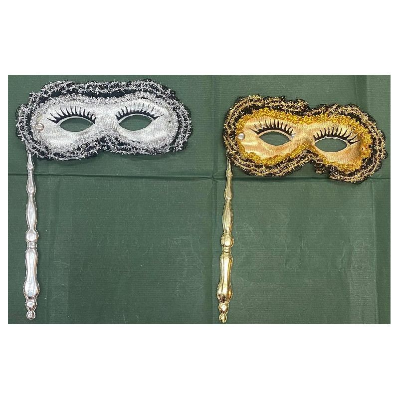 Mascherina Oro e Argento con asta