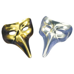Mascherina Veneziana con naso lungo Oro e Argento Ass