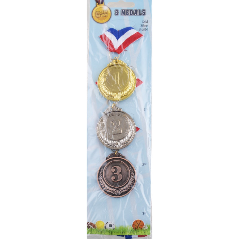 Medaglia Oro Argento Bronzo con collana (cf. 3 pz)