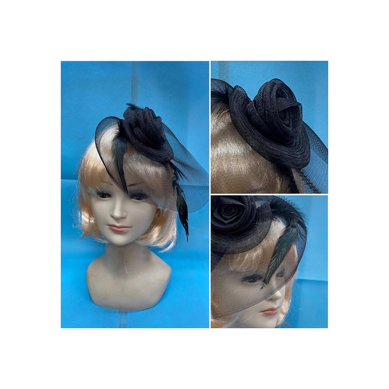 Mini Cappello Nero con veletta e molletta