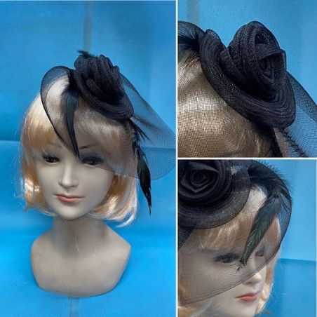 Mini Cappello Nero con veletta e molletta