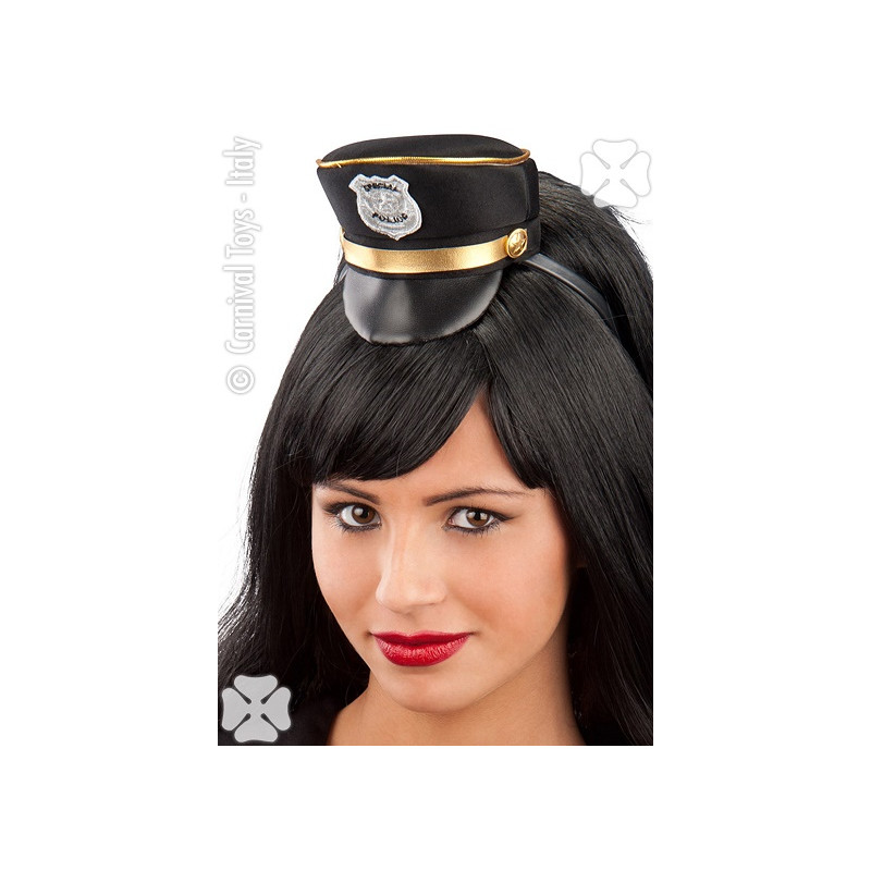 Mini Cappello Poliziotta Nero con cerchietto