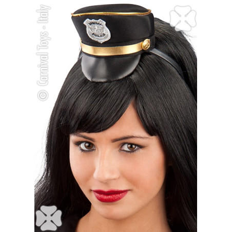 Mini Cappello Poliziotta Nero con cerchietto
