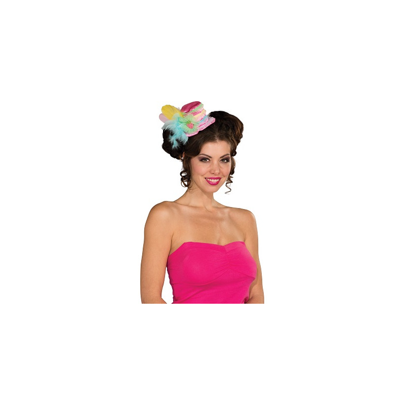 Mini Cappello Rosa con cerchietto e piume