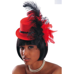 Mini Cilindro Rosso con cerchietto e piume