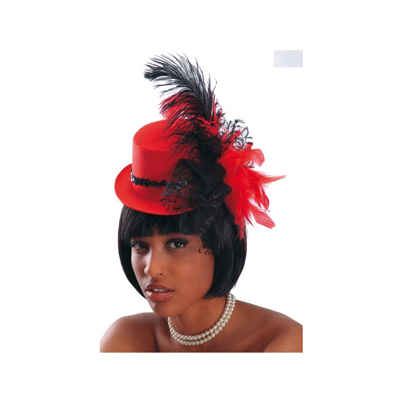 Mini Cilindro Rosso con cerchietto e piume