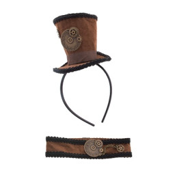 Mini Cilindro Steampunk con cerchietto e collarino